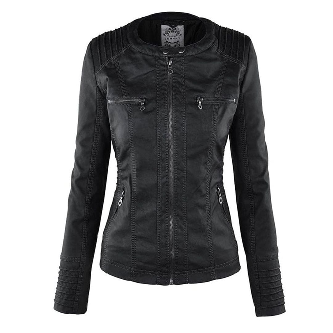 GR - Women's casual leather jacket with hood 