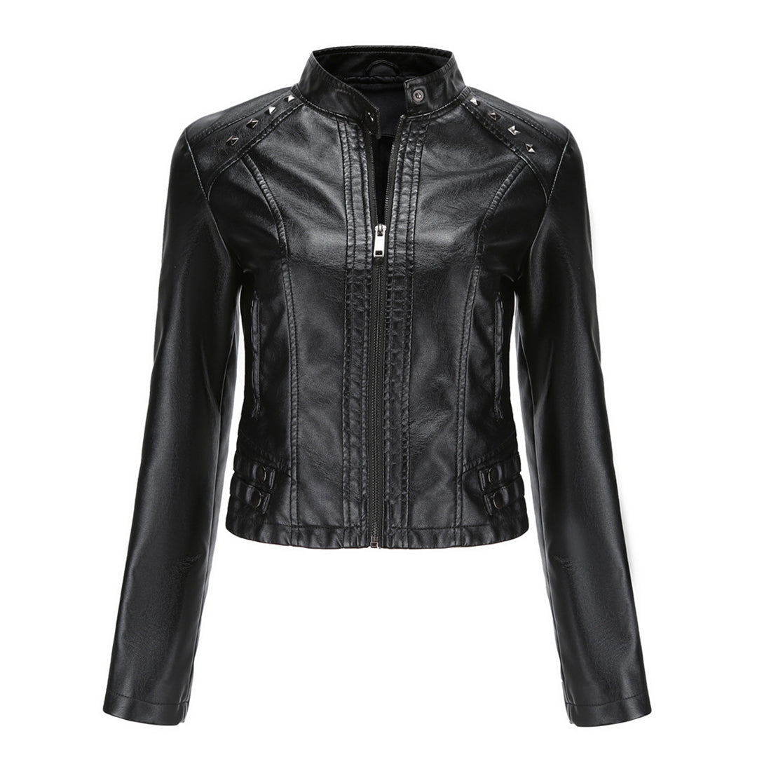 GR | Elegant leather jacket with unique details for women