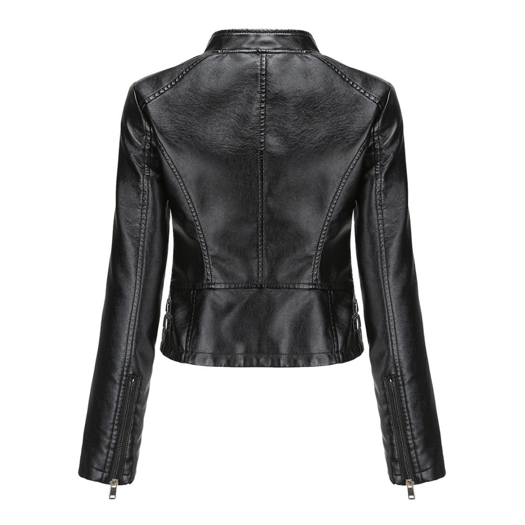 GR | Elegant leather jacket with unique details for women