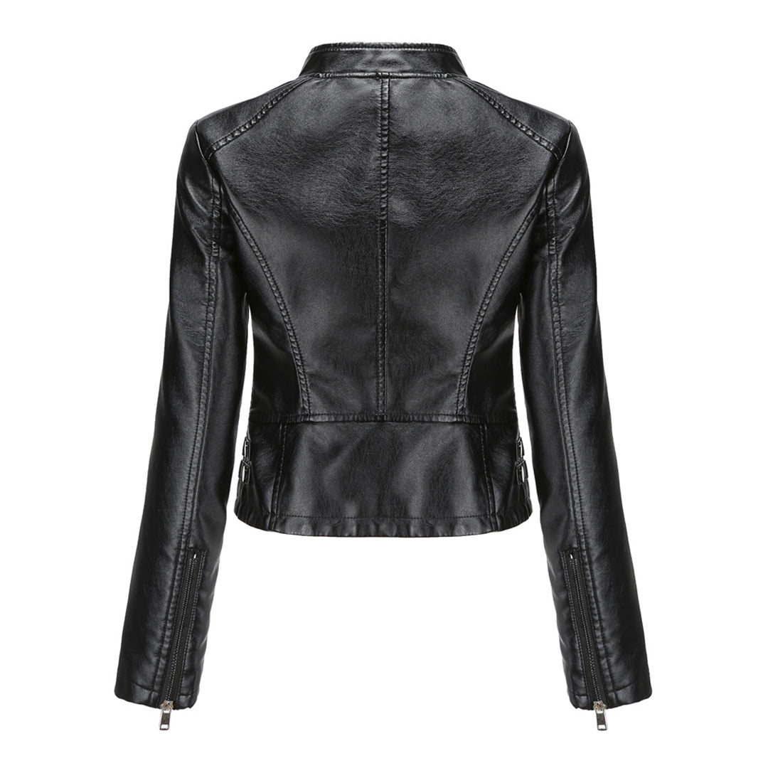 GR | Elegant leather jacket with unique details for women