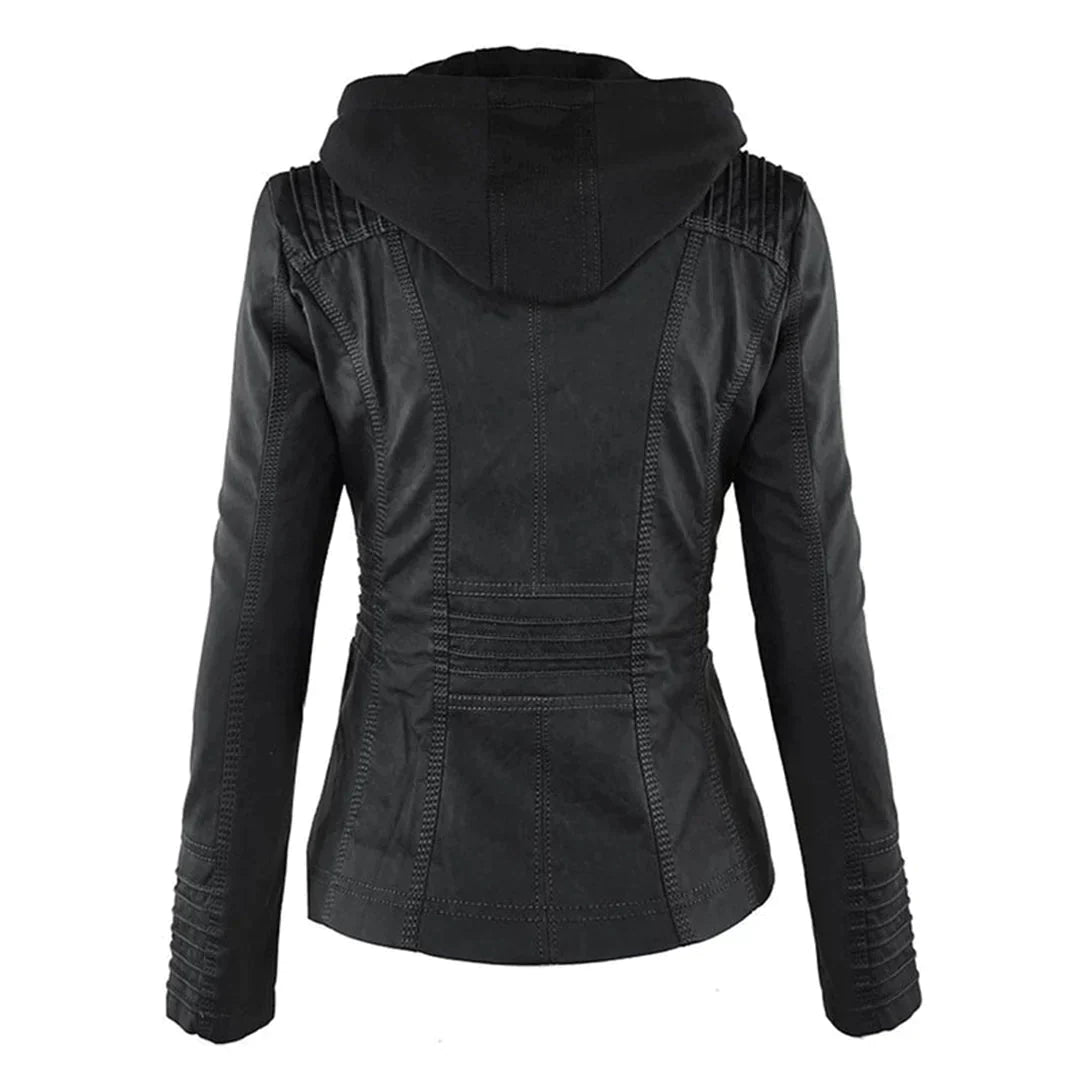 GR | Elegant hooded motorcycle jacket made of high-quality leather