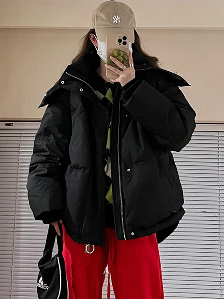 GR Puffer Jacket Winter with Hood Thick and warm