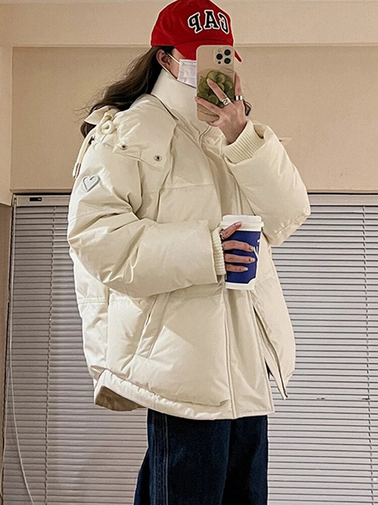 GR Puffer Jacket Winter with Hood Thick and warm