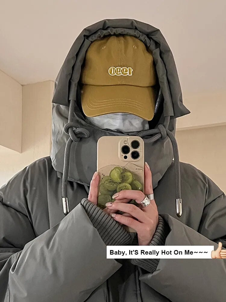 GR Puffer Jacket Winter with Hood Thick and warm