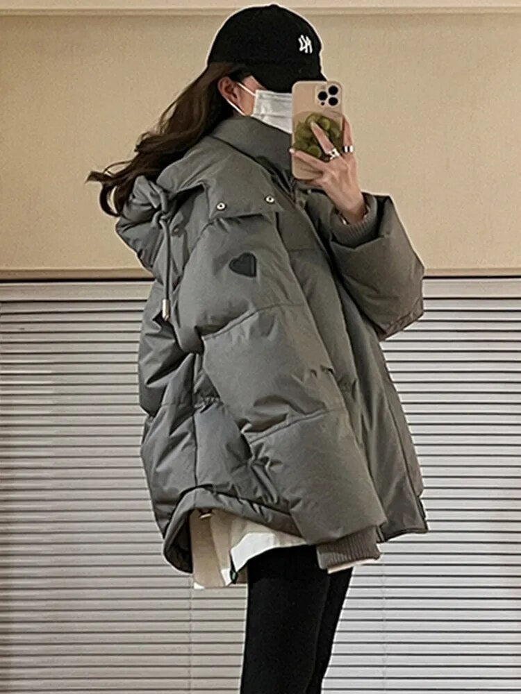 GR Puffer Jacket Winter with Hood Thick and warm