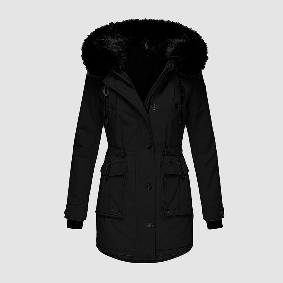 GR | Elegant women's winter jacket with fur collar