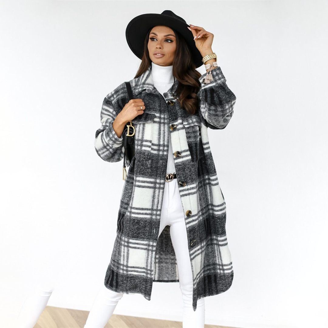 GR - Checkered long women's coat new autumn collection 2023