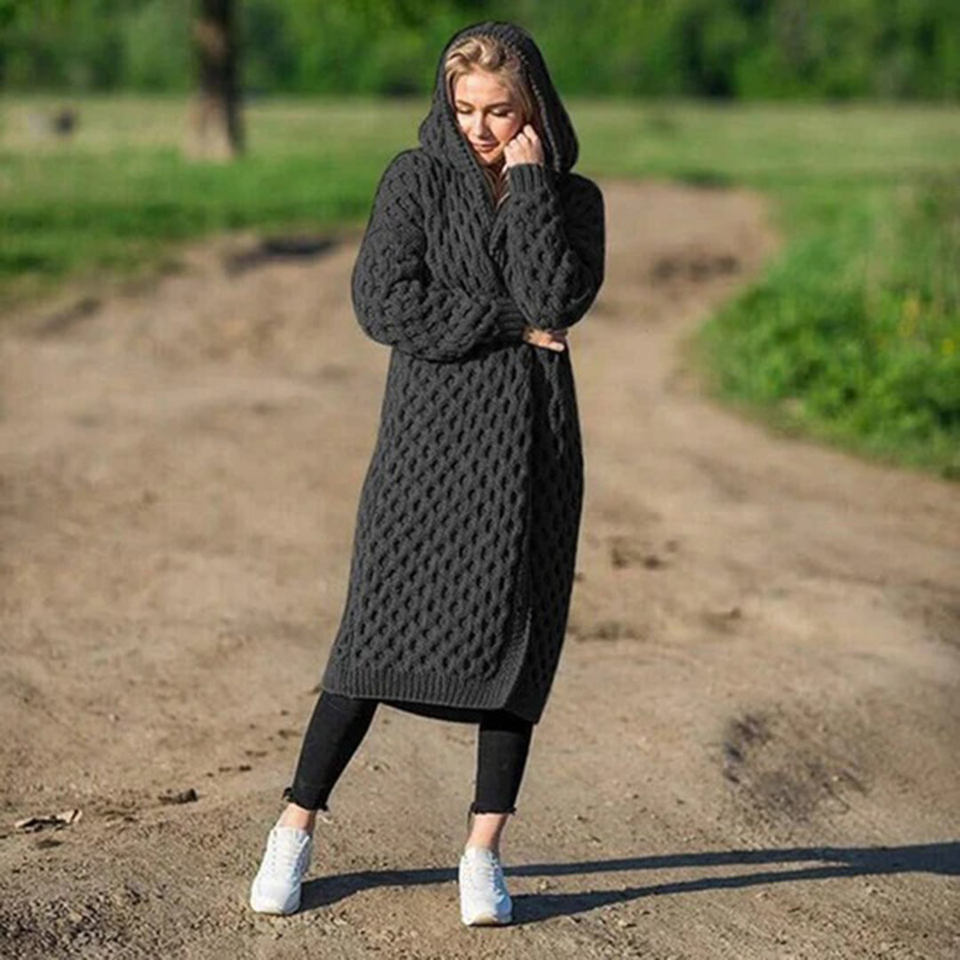 Chic: Cardigan mit Kapuze und Strukturmuster