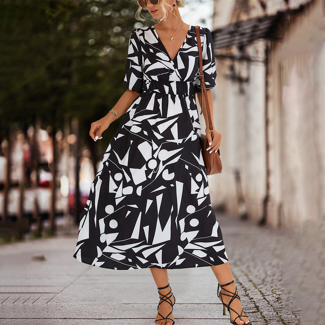 GR | Midikleid Mit V-Ausschnitt Für Frauen