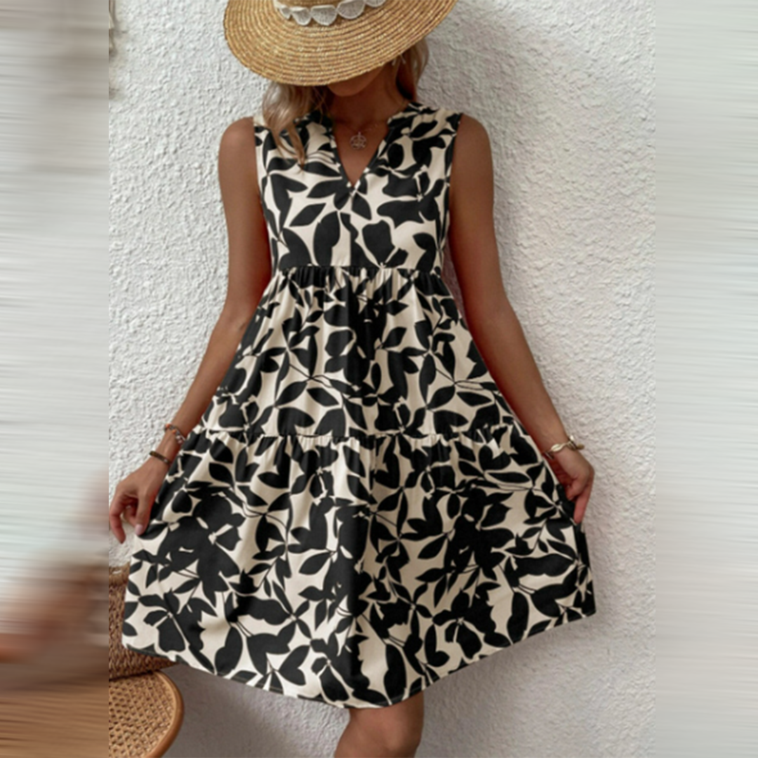 GR | Sleeveless Boho Style Dress, V-Neck, Loose Fit, Lightweight and Breathable