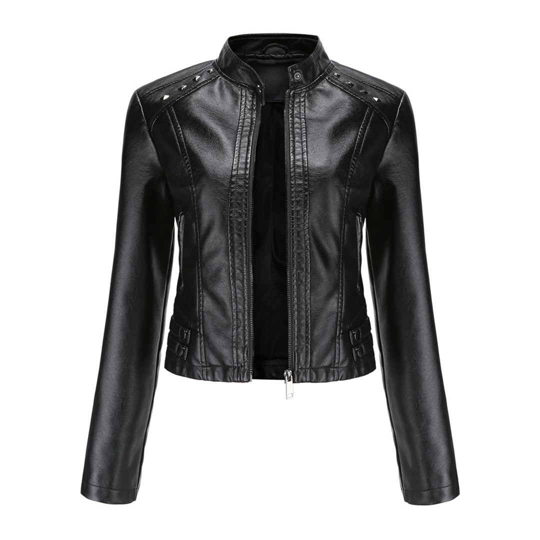 GR | Elegant leather jacket with unique details for women