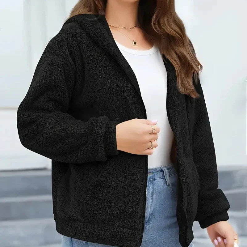 GR | Women's Leisure Winter Hooded Jacket with Zipper 