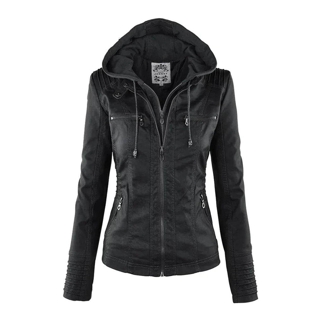 GR | Elegant hooded motorcycle jacket made of high-quality leather