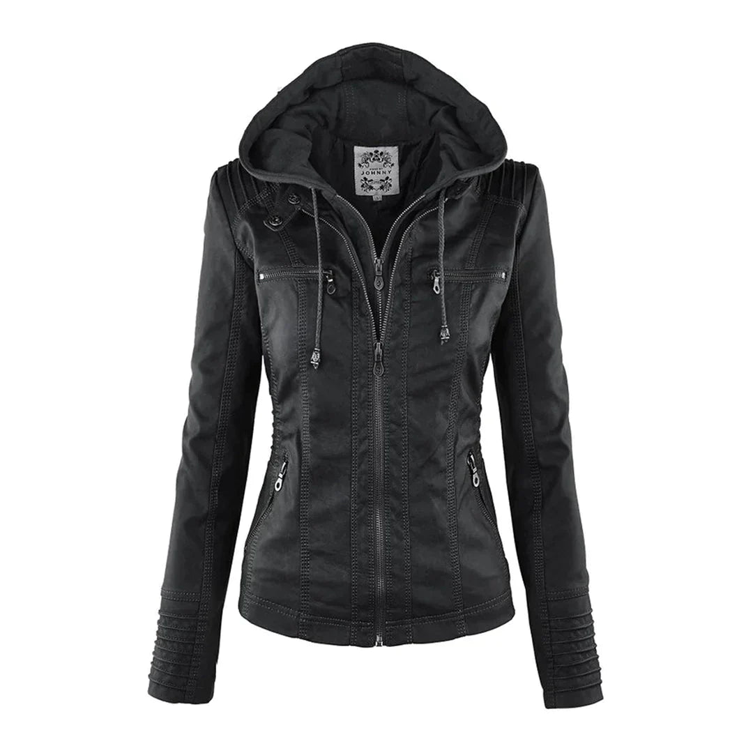 GR | Elegant hooded motorcycle jacket made of high-quality leather