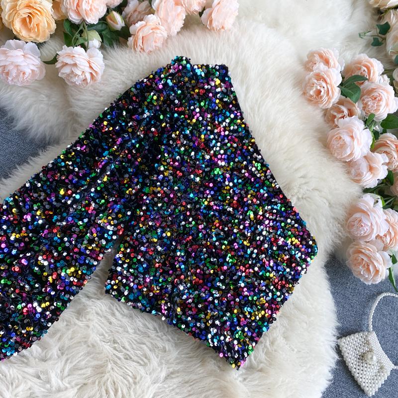 GR | Glittering top with one shoulder strap