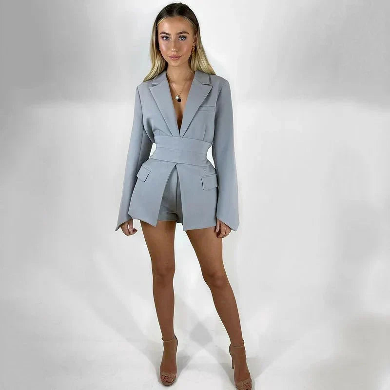 GR | Long fitted women's jacket with belt