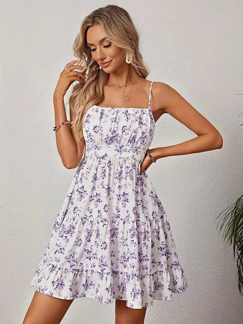GR | Blumenkleid, Mini, Spaghettiträger, Sommerkleid, Festkleid
