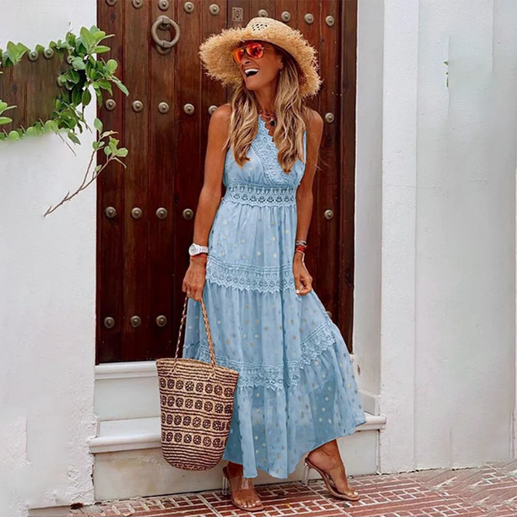 GR - Embroidered sleeveless long dress