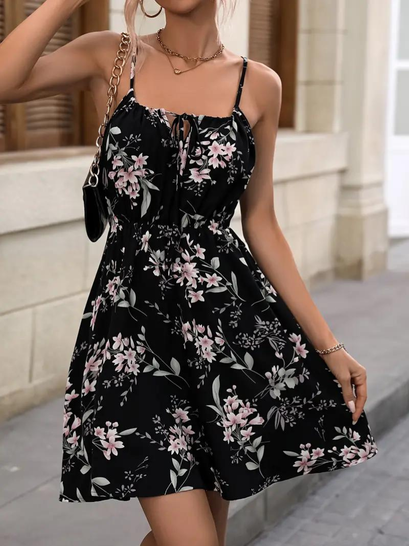 GR | Mini Spaghettiträger Sommerkleid Sonnenkleid