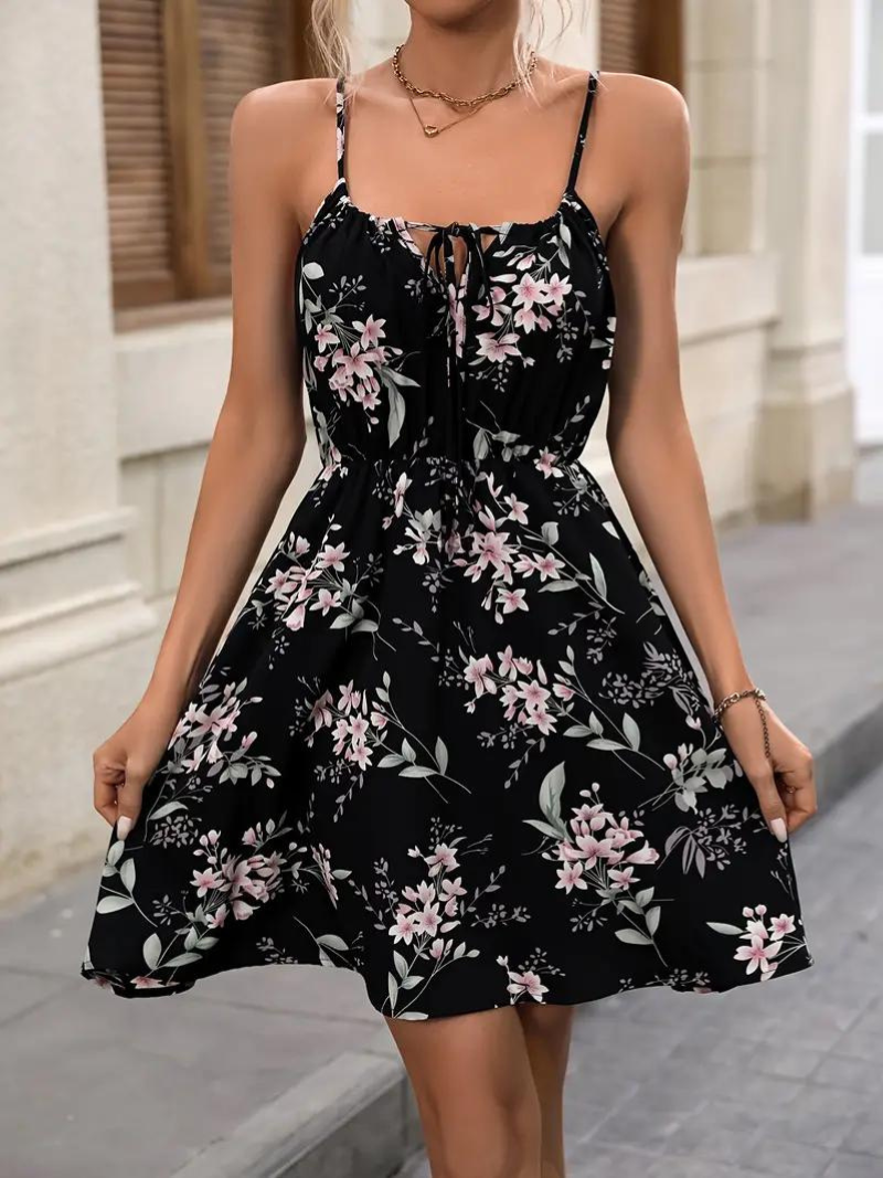 GR | Mini Spaghettiträger Sommerkleid Sonnenkleid