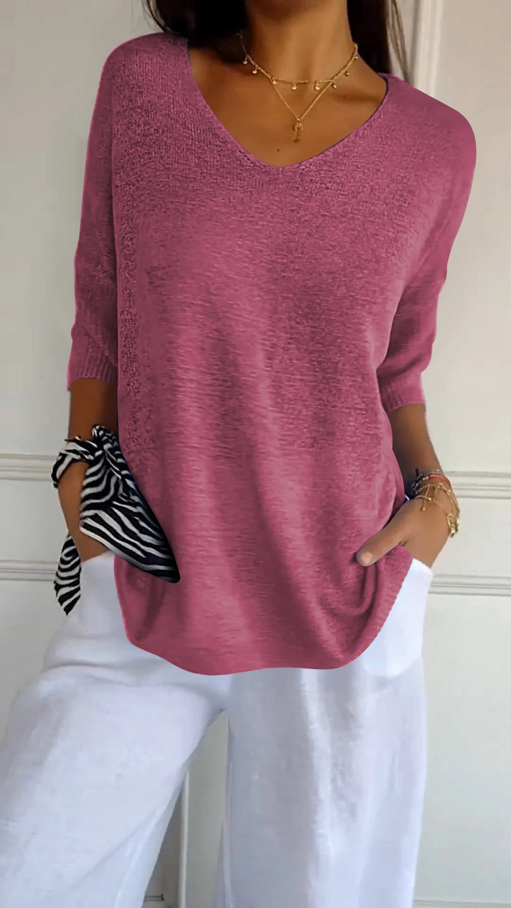 GR | V-neck half-sleeve women's sweater women's clothing 