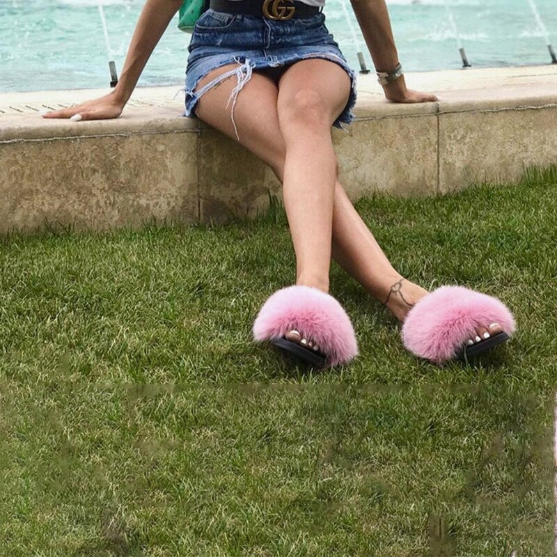 GR | Moda Fay Fluffy Slippers Cheerful & Colorful Women's Shoes for Summer