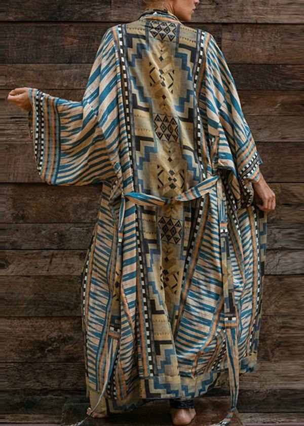 GR | Blue Geometric Print Kimono Bathrobe