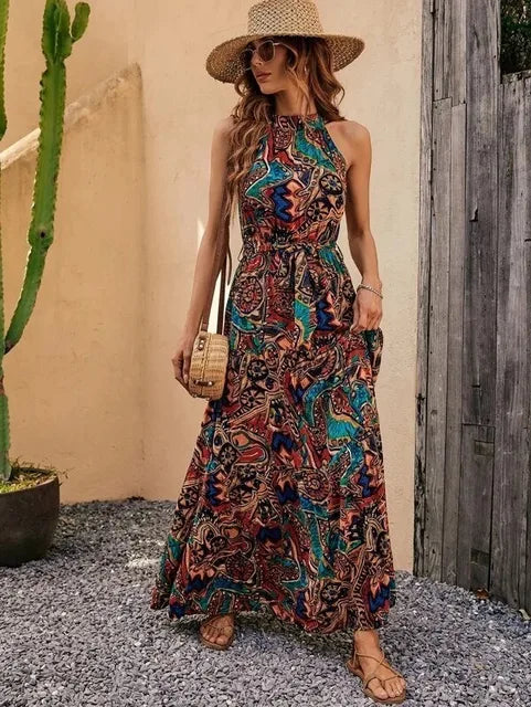 GR | Boho halterneck dress for women
