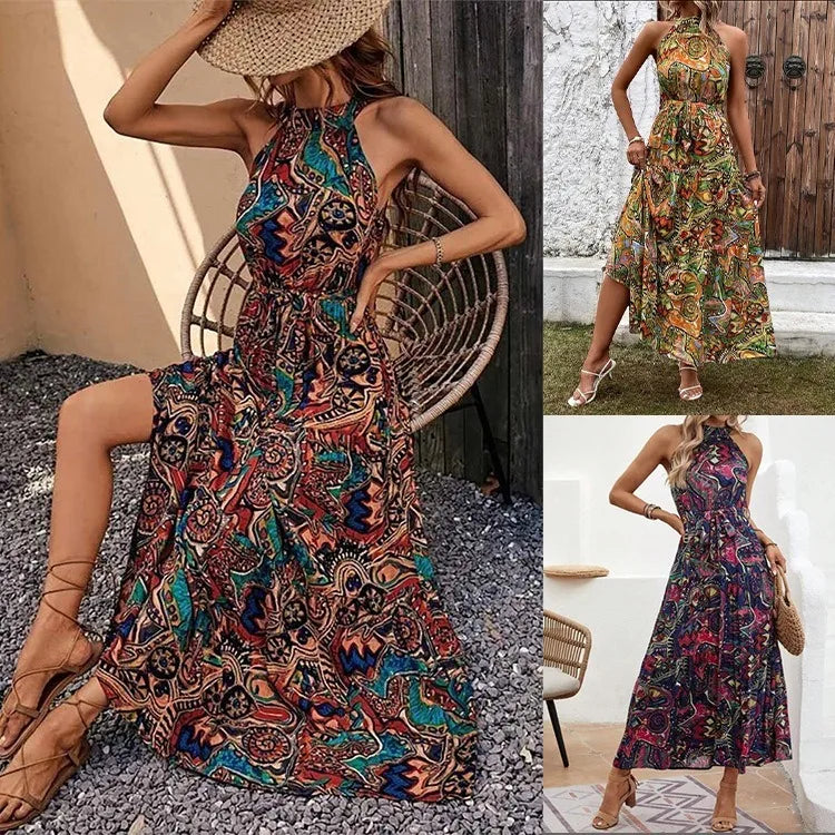 GR | Boho halterneck dress for women