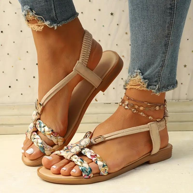 GR | Slip-on sandals with elastic straps, flat sandals, summer shoes