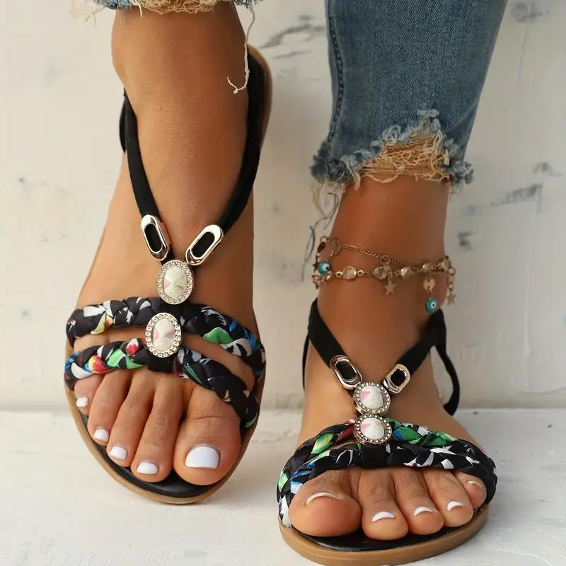 GR | Slip-on sandals with elastic straps, flat sandals, summer shoes