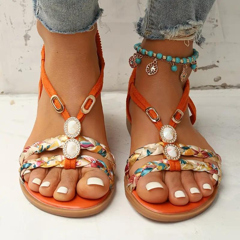 GR | Slip-on sandals with elastic straps, flat sandals, summer shoes