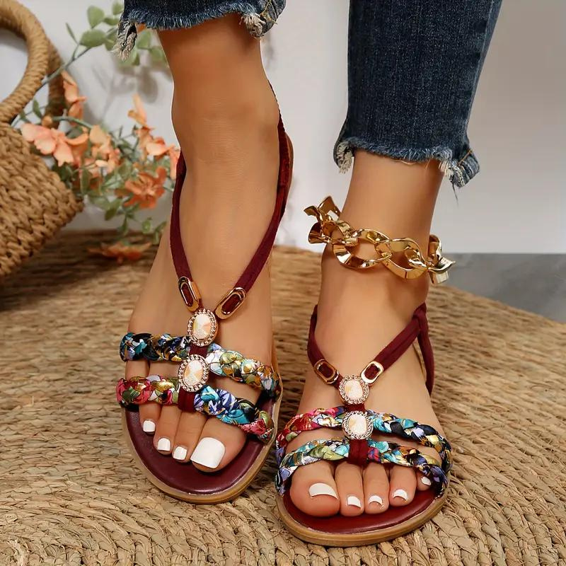 GR | Slip-on sandals with elastic straps, flat sandals, summer shoes