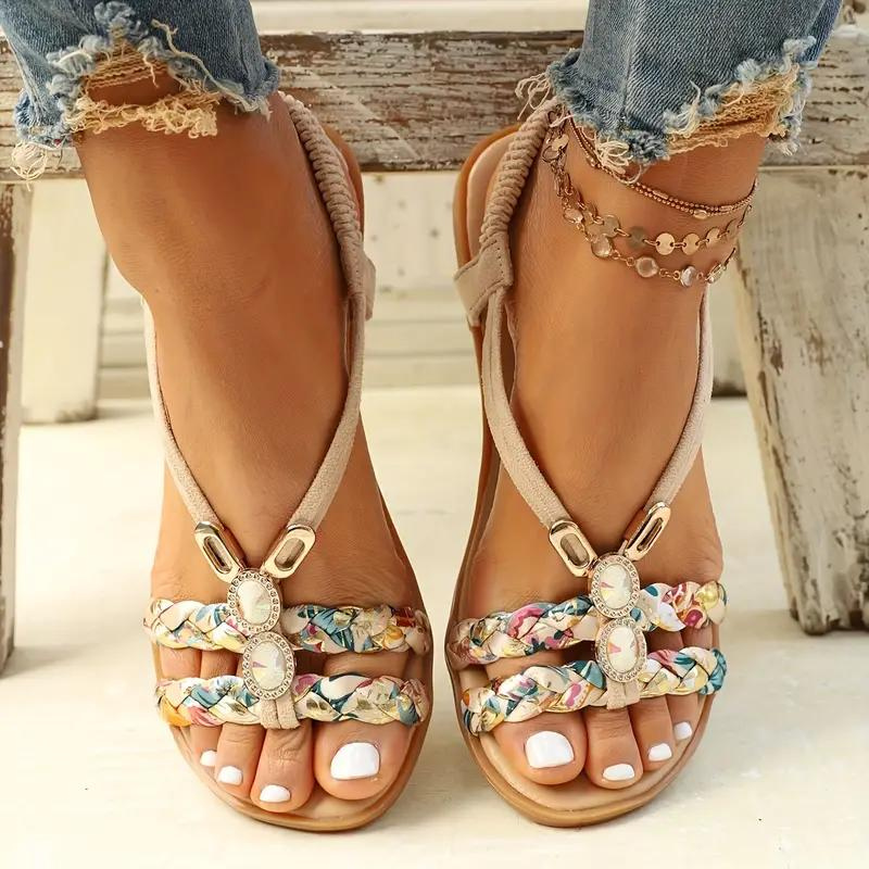 GR | Slip-on sandals with elastic straps, flat sandals, summer shoes