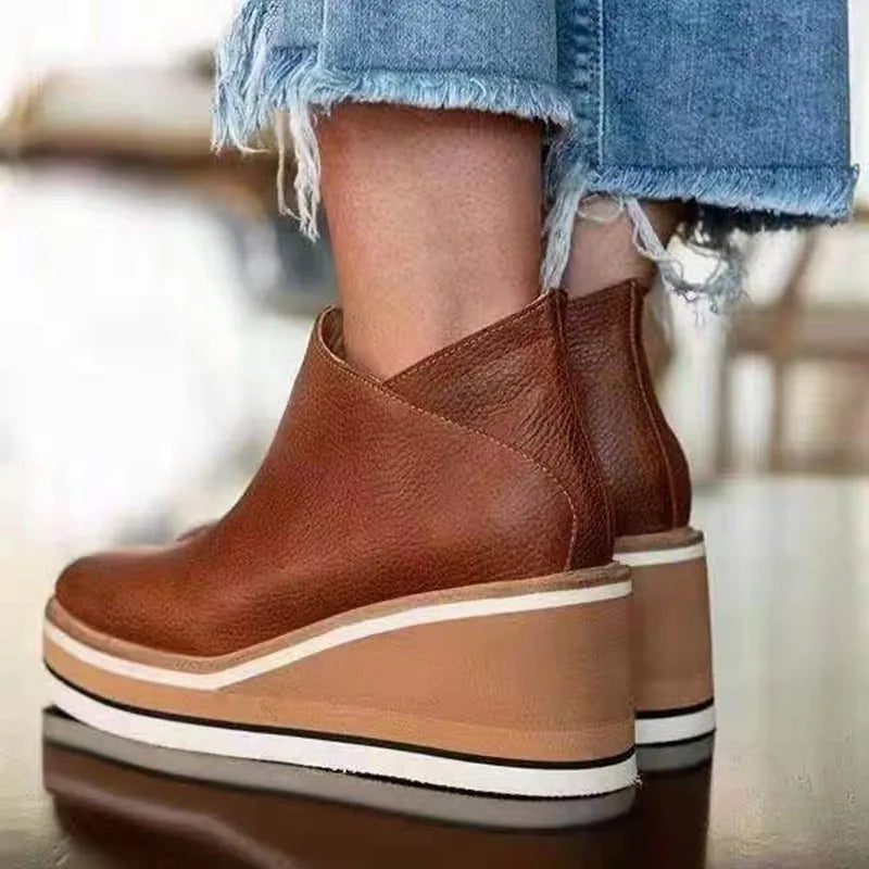 GR - Women's Slip-On Wedge Ankle Boots