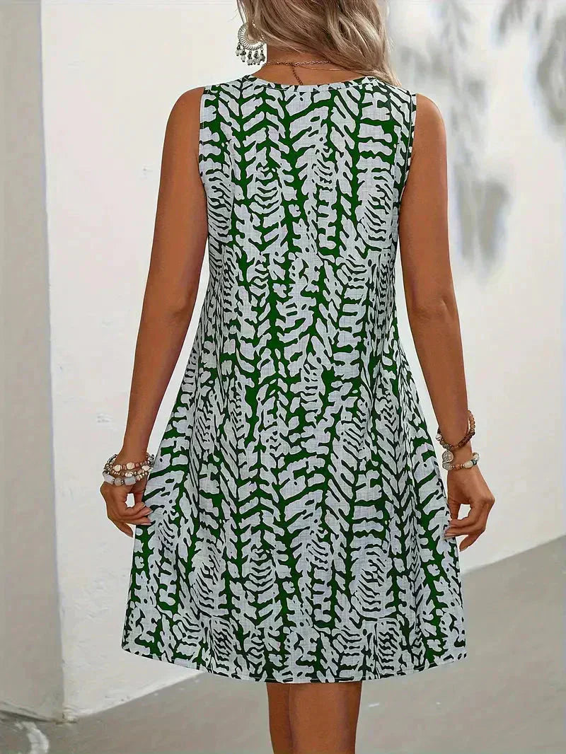 GR | Ärmelloses Sommer-Mini-Kleid Leichter und Atmungsaktiver Stoff