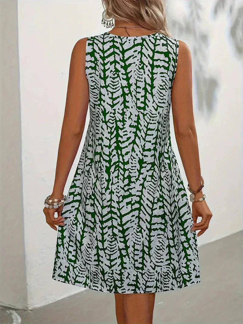 GR | Bedrucktes Kleid Ärmelloses Minikleid für den Sommer