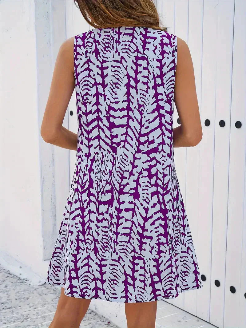 GR | Bedrucktes Kleid Ärmelloses Minikleid für den Sommer