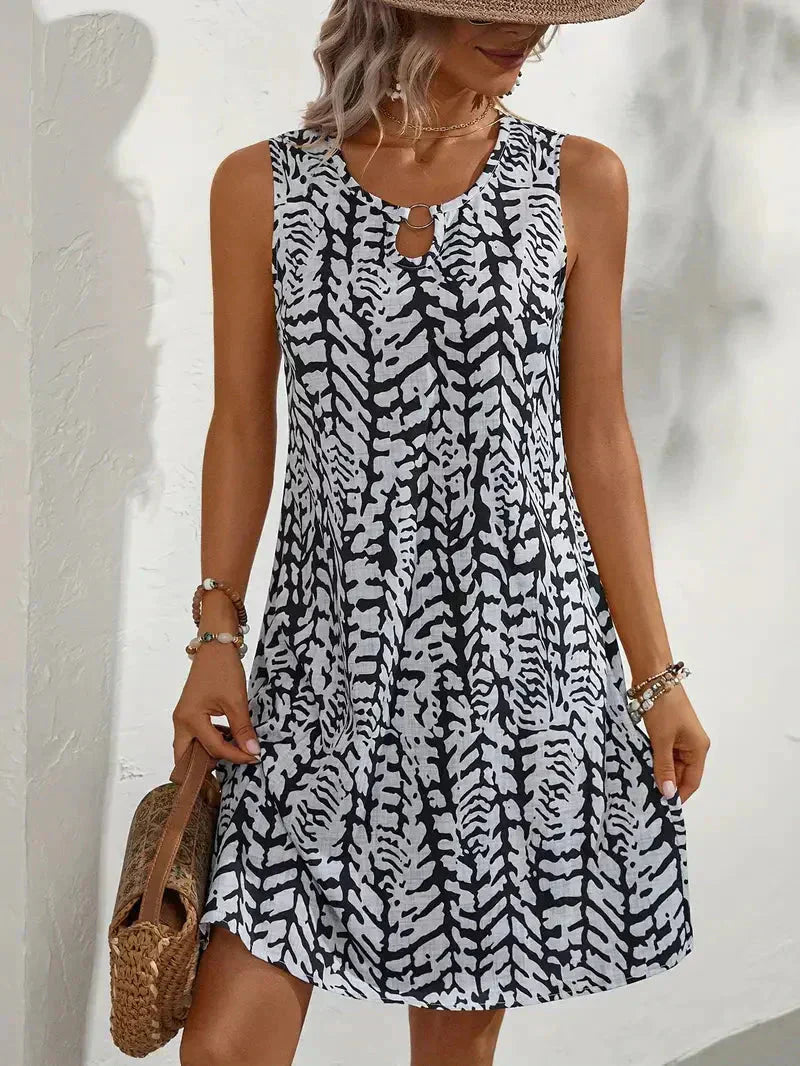 GR | Ärmelloses Sommer-Mini-Kleid Leichter und Atmungsaktiver Stoff