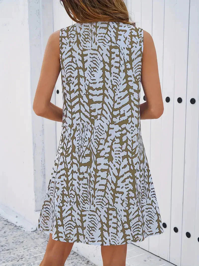 GR | Bedrucktes Kleid Ärmelloses Minikleid für den Sommer