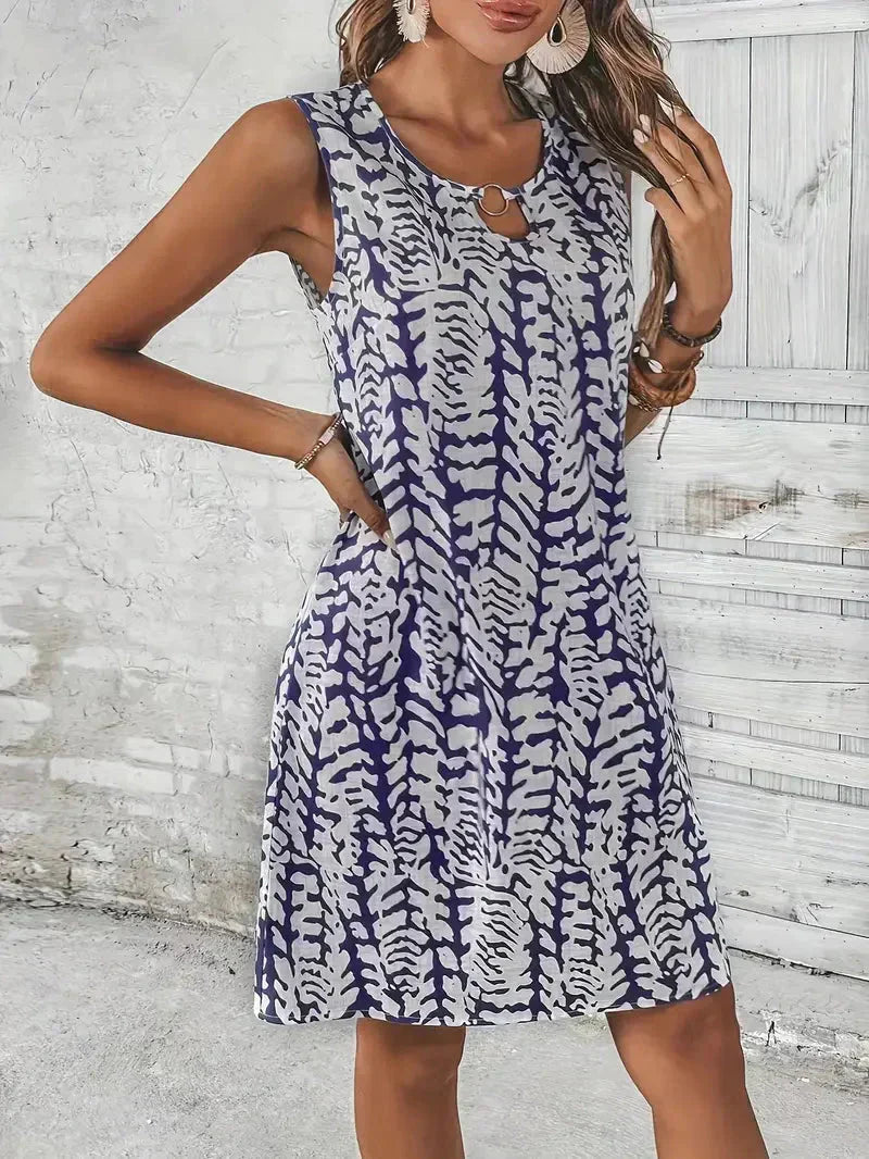GR | Bedrucktes Kleid Ärmelloses Minikleid für den Sommer