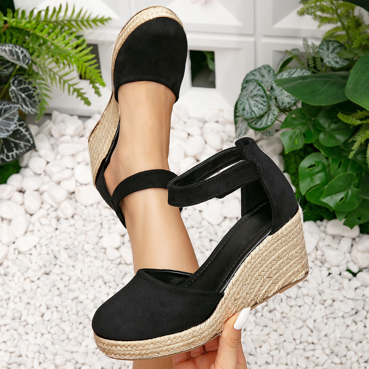GR | Trendy Wedge Sandals with Ankle Strap for Women