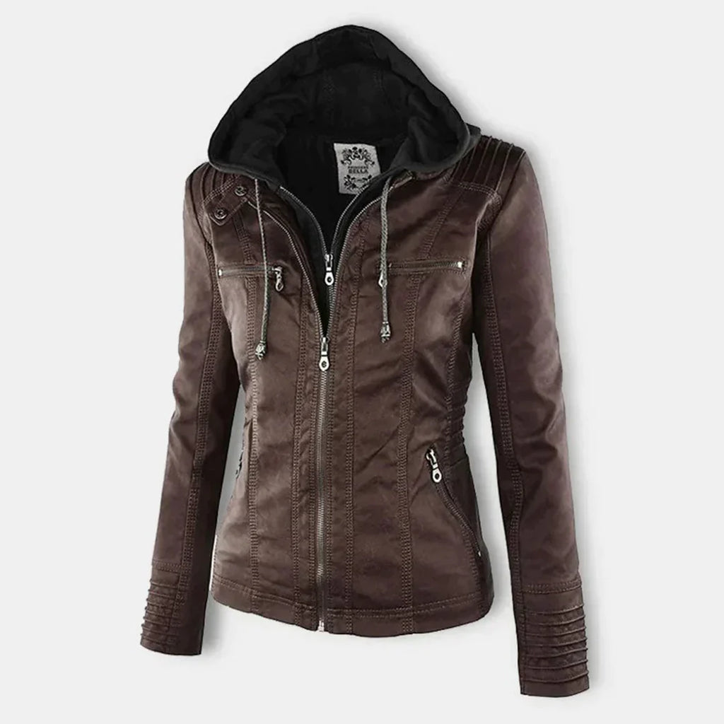 GR | Elegant hooded motorcycle jacket made of high-quality leather