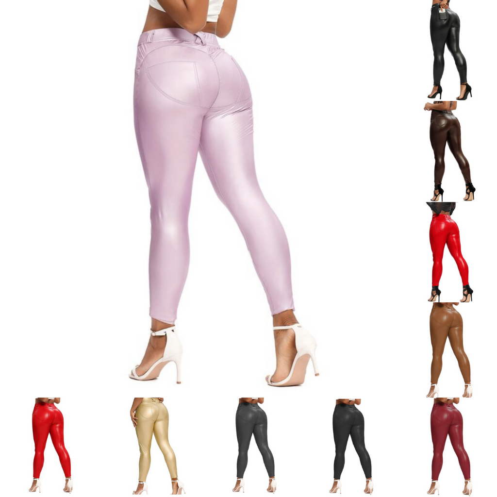 GR | Leder Leggings Fitness Hosen Ohne Bauch