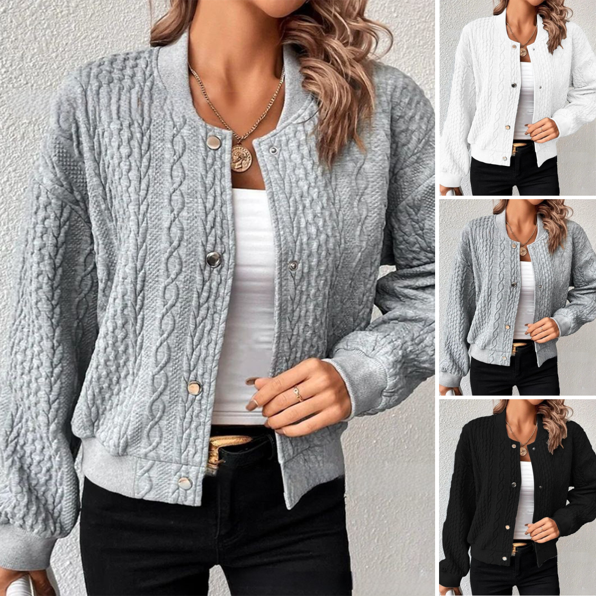 Solid cardigan with button placket 2024