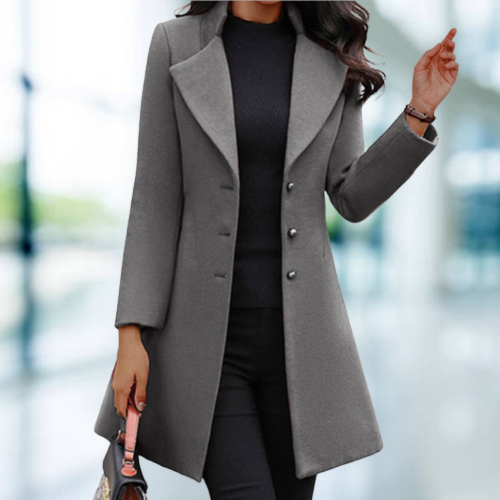 GR - Elegant solid long jacket coat