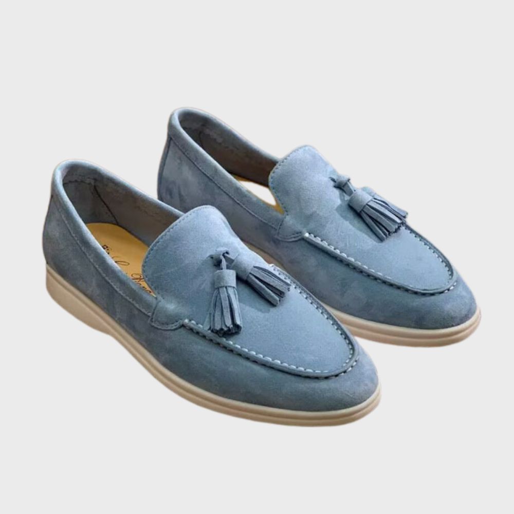 GR | Suede slippers with tassels, slip-on moccasin toe, casual & smart dress shoe