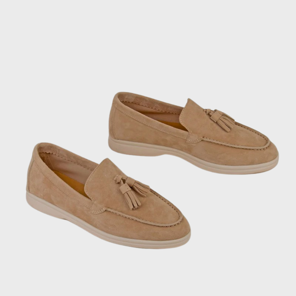 GR | Suede slippers with tassels, slip-on moccasin toe, casual & smart dress shoe