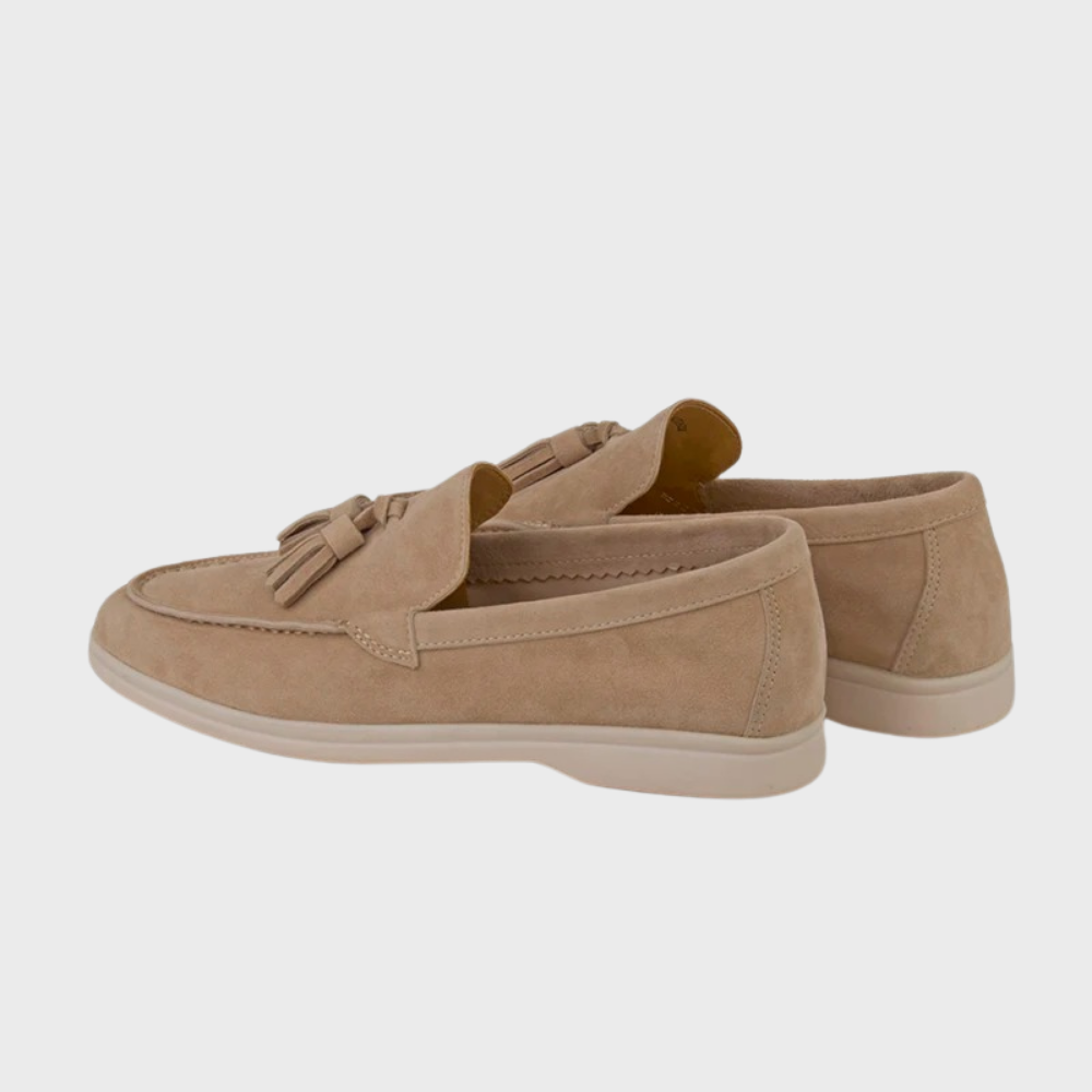 GR | Suede slippers with tassels, slip-on moccasin toe, casual & smart dress shoe