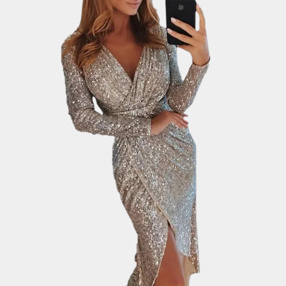 GR | Women's sequined dress with front slit